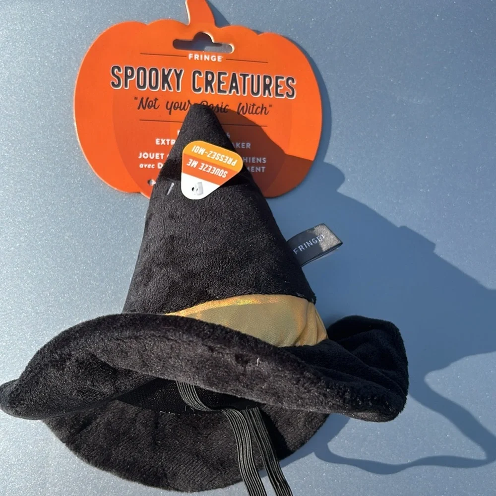 Spooky creatures Halloween witches hat dog toy New